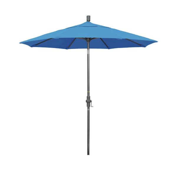 California Umbrella 7.5 ft. Hammertone Grey Aluminum Market Patio Umbrella Collar Tilt Crank Lift in Capri Pacifica