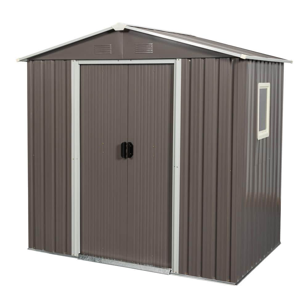 6 ft. W x 5 ft. D Gray Outdoor Metal Storage Shed with Window, Sliding Doors and Padlock (30 sq. ft.) price history on PriceWatchPro