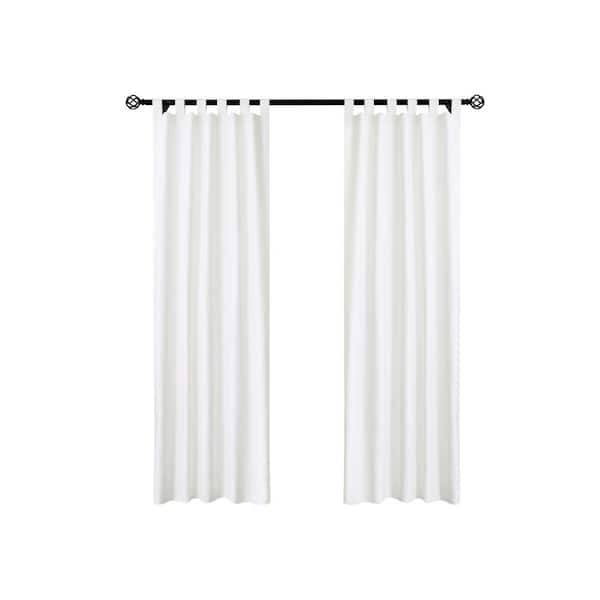 THERMALOGIC Weathermate Tab Top White Cotton Smooth 40 in. W x 72 in. L Tab Top Indoor Room Darkening Curtain (Double Panels)