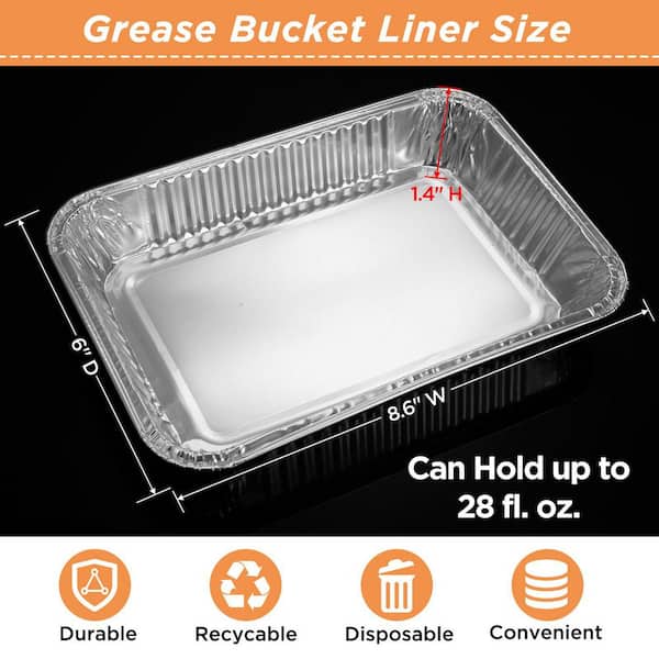 6 in. x 1.4 in. x 8.6 in. Aluminum Foil Drip Pans with Grills Compatible and Disposable for Outdoor and BBQ (20-Pack)