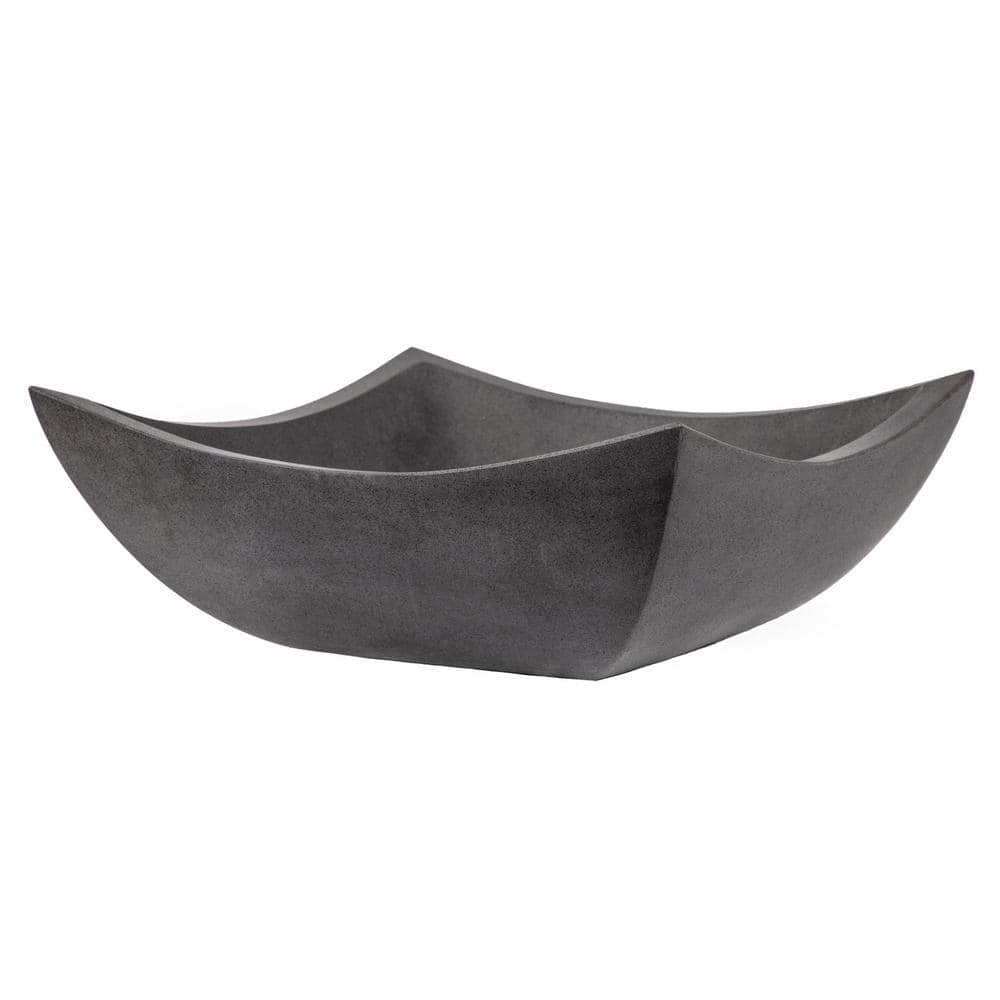 Honed Black Lava Stone Square Vessel Sink, 15.5"