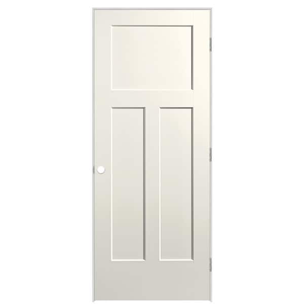 Masonite 32 in. x 80 in. 3-Panel Winslow Left-Hand Solid Core Ivory Keys Molded Composite Single Prehung Interior Door