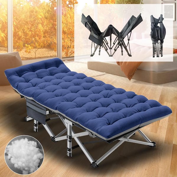 BOZTIY Folding Camping Cot XL with Carry Bag, Double Layer Oxford Portable Travel Cots for Home, Outdoor Beach