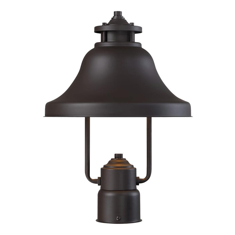 Bayport Black Steel Outdoor Post Lantern with Bell Shade