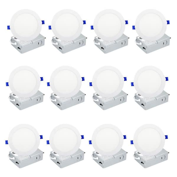 KOAOEIRS 5/6 in. 5CCT Selectable Canless IC Rated Dimmable Indoor/Outdoor Integrated LED Recessed Light & Junction Box (12-Pack)