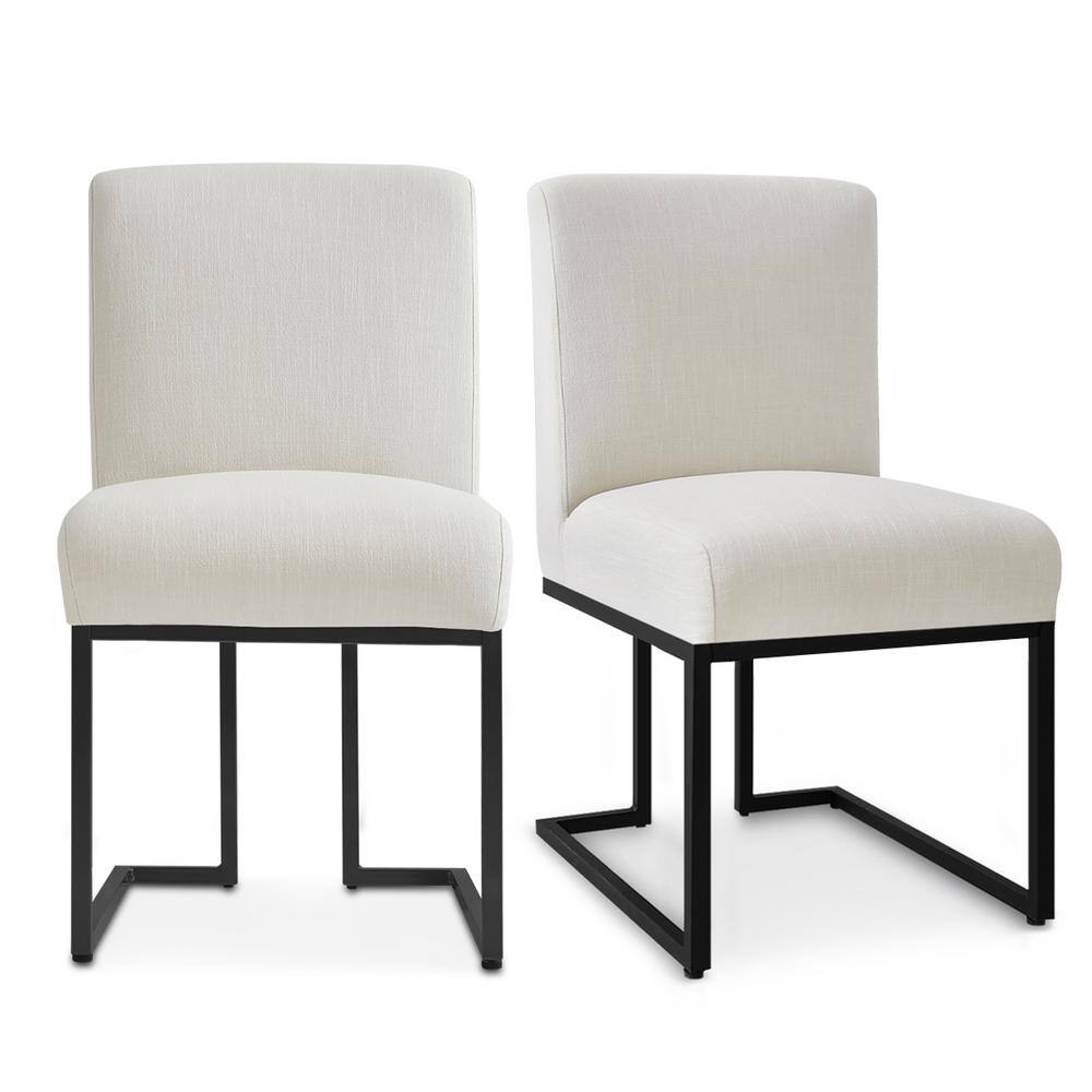 Elevens Linen Sled Base Dining Chairs Cream (Set of 2) MASONCHAIR