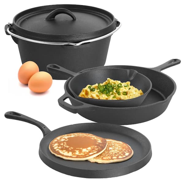MegaChef Pre-Seasoned 5-Piece Cast Iron Cookware Set