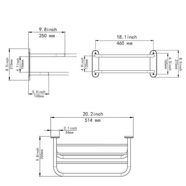 18 in. Bathroom Towel Rack, Wall Mounted Stainless Steel Towel Bar in Chrome, Towel Shelf for Bathroom