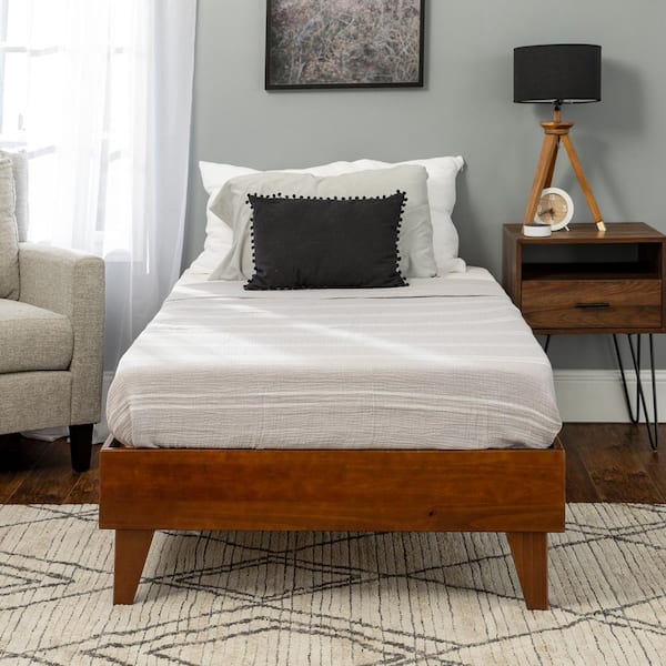 Welwick Designs Solid Wood Walnut Twin, Walnut Twin Bed Frame