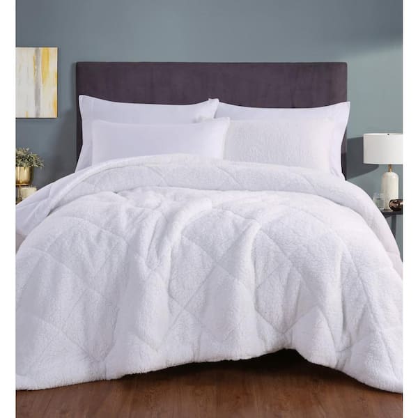 VIDERI HOME Cozy Sherpa White King Comforter Set