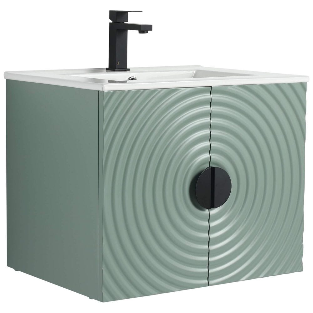 Pellabay 24 in. Floating Bath Vanity in Mint Green with White Ceramic Sink Top Assembled price history on PriceWatchPro