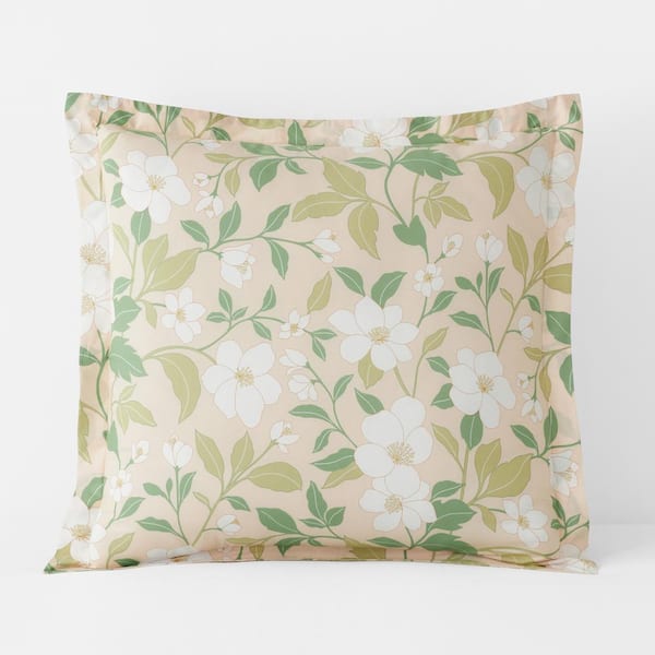 The Company Store Company Cotton Clemencia Floral Peach Blossom Cotton Percale Euro Sham