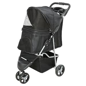 Foldable Pet Stroller for Cats and Dogs Black