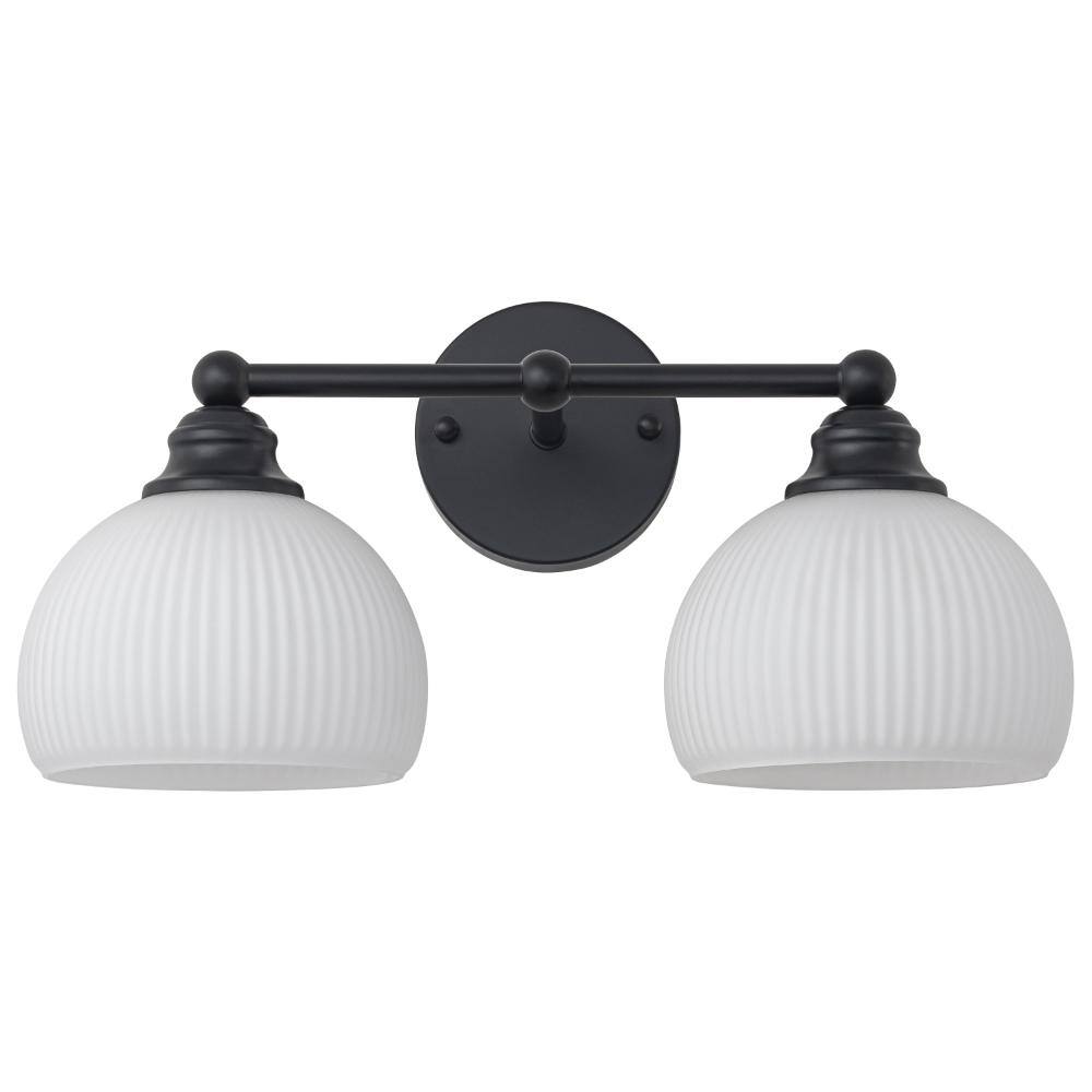 17.32-inch 2-Light Vintage Black Vanity Light with White Frosted Ribbed Glass Shades price history on PriceWatchPro