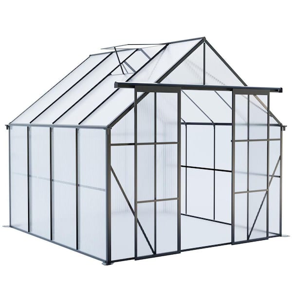 VIWAT 6 ft. W x 10 ft. D Wooden Polycarbonate Greenhouse with