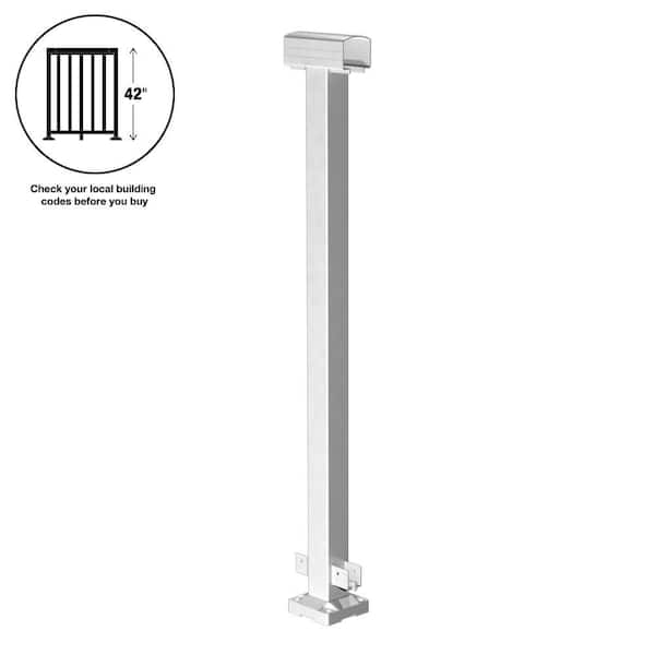 PEAK Aluminum Railing 42 in. H x 4 in. W White Aluminum Deck Railing Mid Post