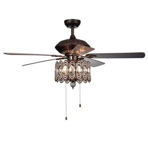 Mariposa 52 in. Rustic Bronze Chandelier Ceiling Fan with Light Kit