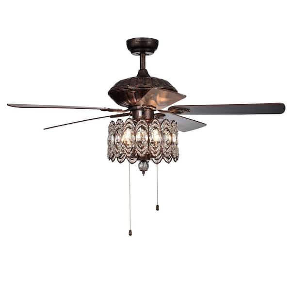 Warehouse Of Tiffany Mariposa 52 In Rustic Bronze Chandelier Ceiling Fan With Light Kit Cfl8324rb The Home Depot