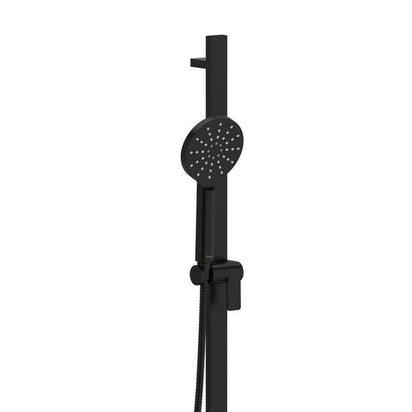 RIOBEL 3-Spray Round Wall Bar with Hand Shower in Black (Valve Included)