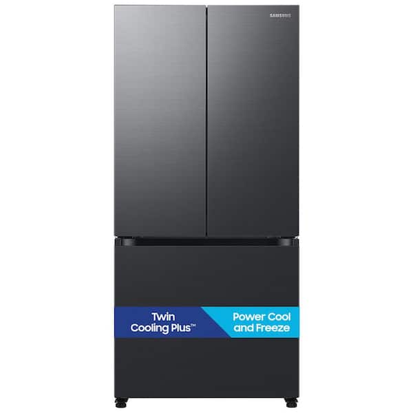 33 in. 18 cu. ft. Counter Depth 3-Door French Door Refrigerator in Matte Black Steel with WiFi Connectivity