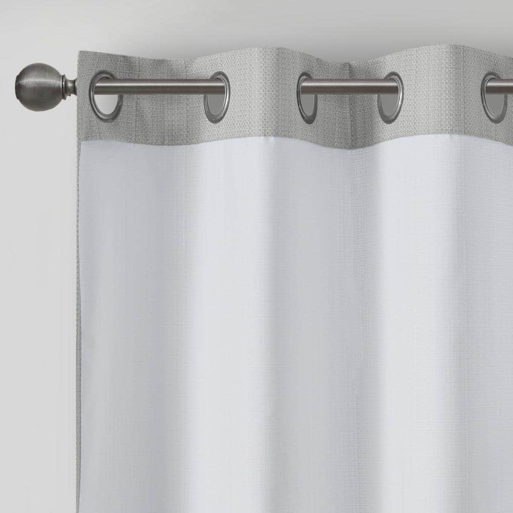 Gray Basketweave Room Darkening Outdoor Curtain Panel Pair