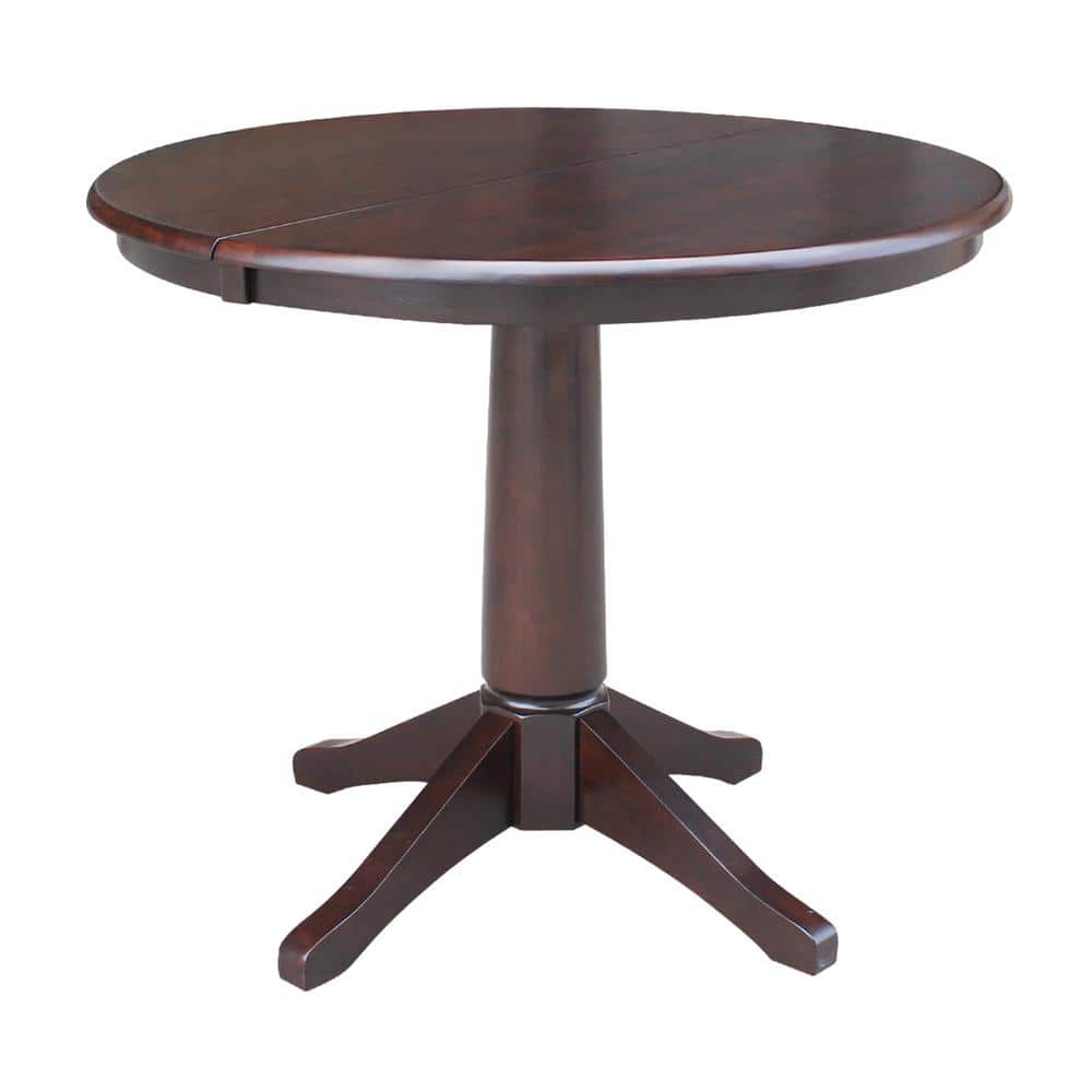 Espresso Oval Extendable Wood Dining Table with Leaf