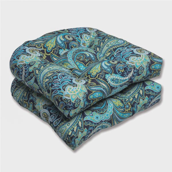 Pillow Perfect Paisley 19 in. x 19 in. 2-Piece Outdoor Dining Chair Cushion Multi Pretty