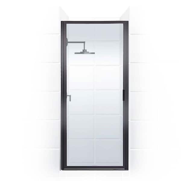 Paragon 24 in. to 24.75 in. x 70 in. Framed Continuous Hinged Shower Door in Matte Black with Clear Glass