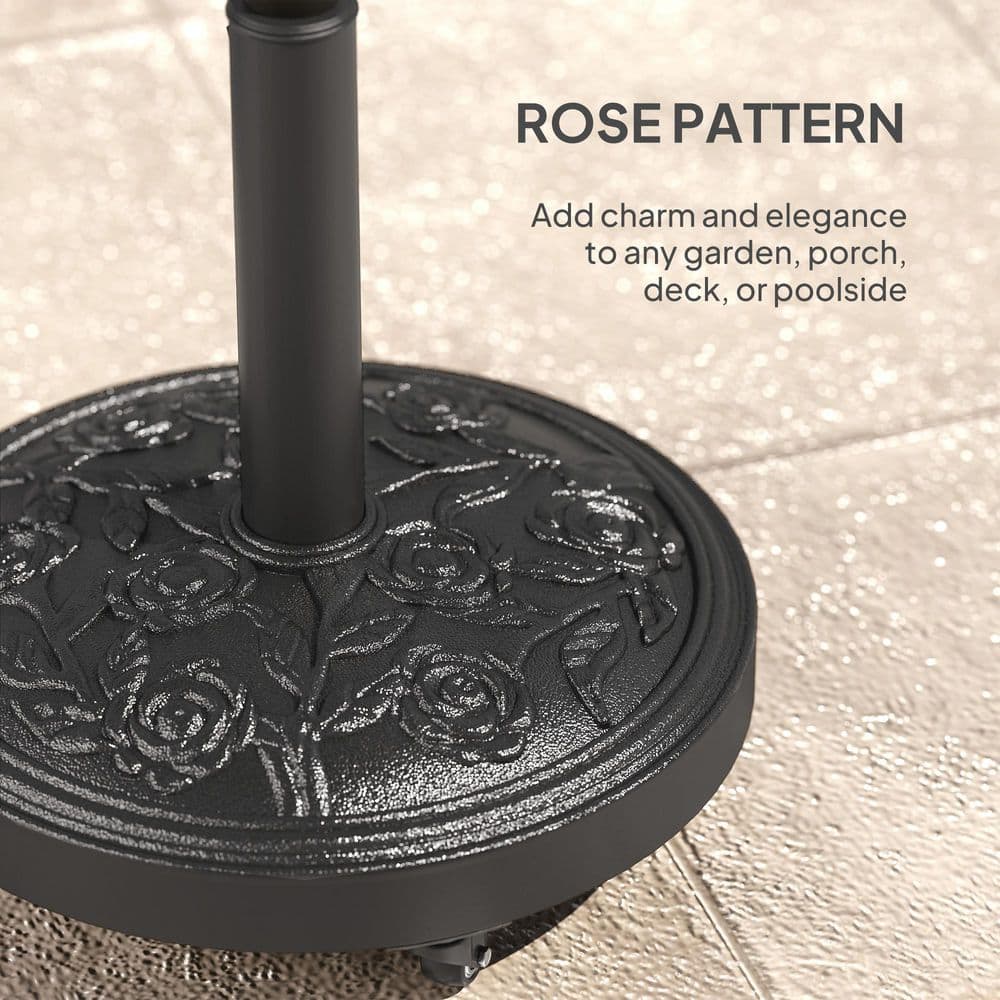 Black Powder Coated Concrete Patio Umbrella Base with Wheels