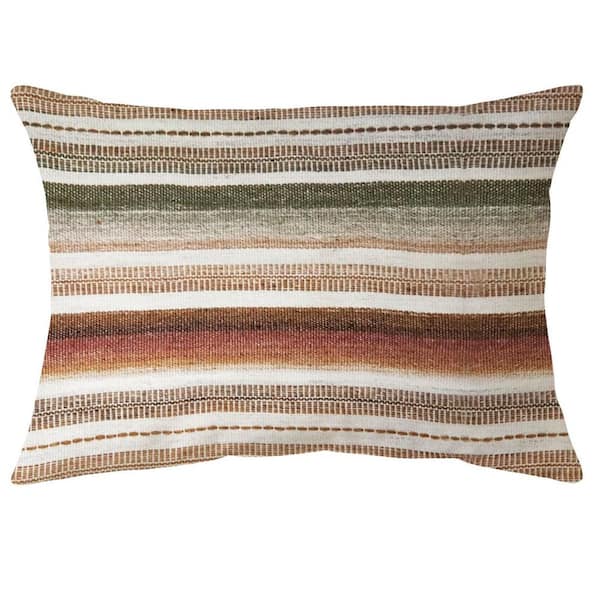 Unbranded 14 in. x 20 in. Woven Outdoor Multi-Stripe Recyled Polyester Lumbar Pillow