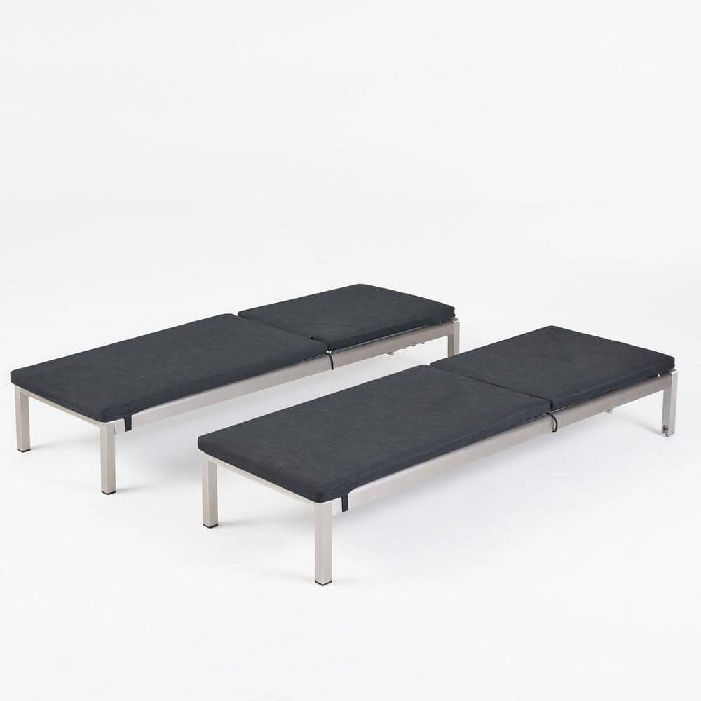 Cape Coral Silver 2-Piece Aluminum Outdoor Patio Chaise Lounge with Dark Grey Cushions price history on PriceWatchPro