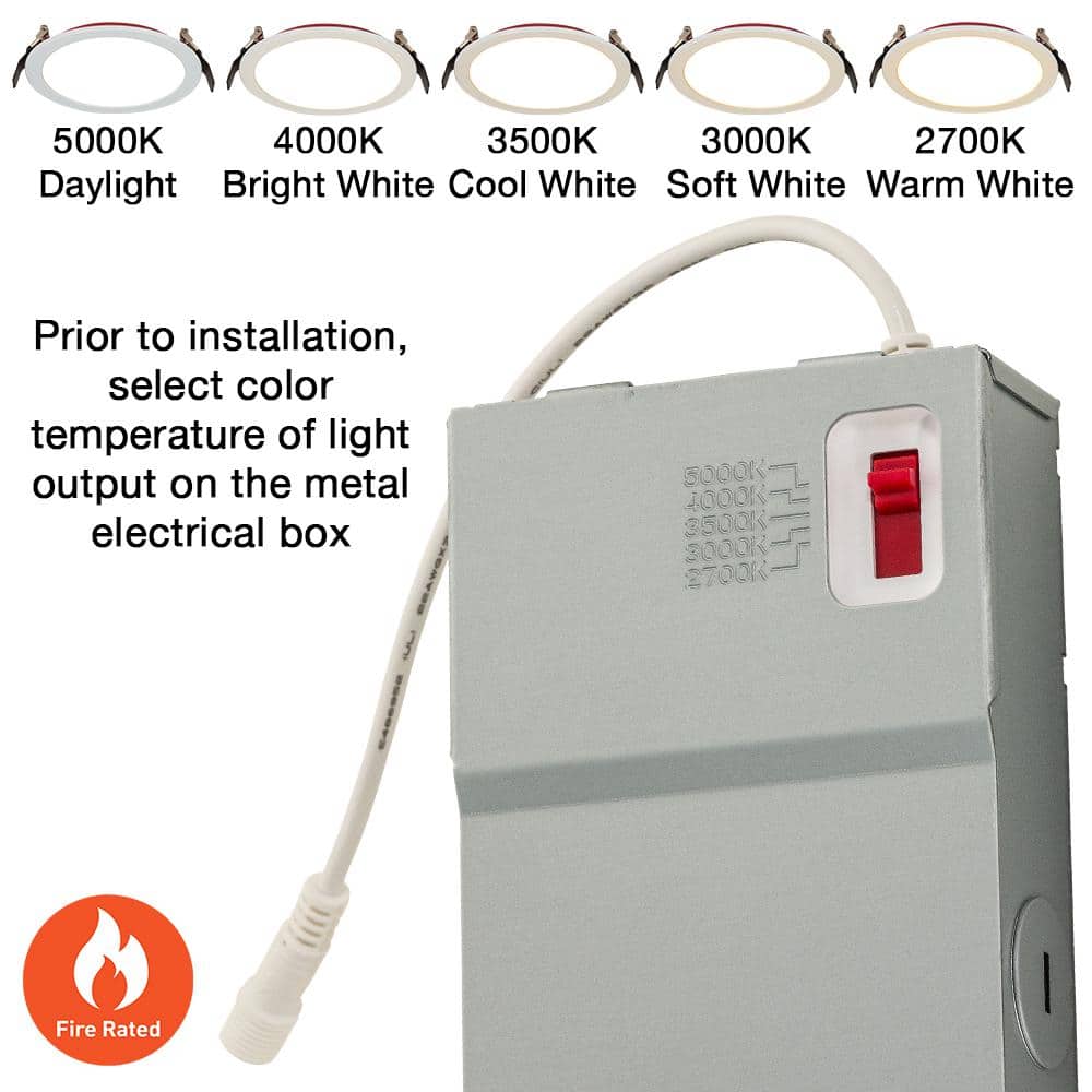 6-Inch Matte White Fire-Rated Canless LED Downlight