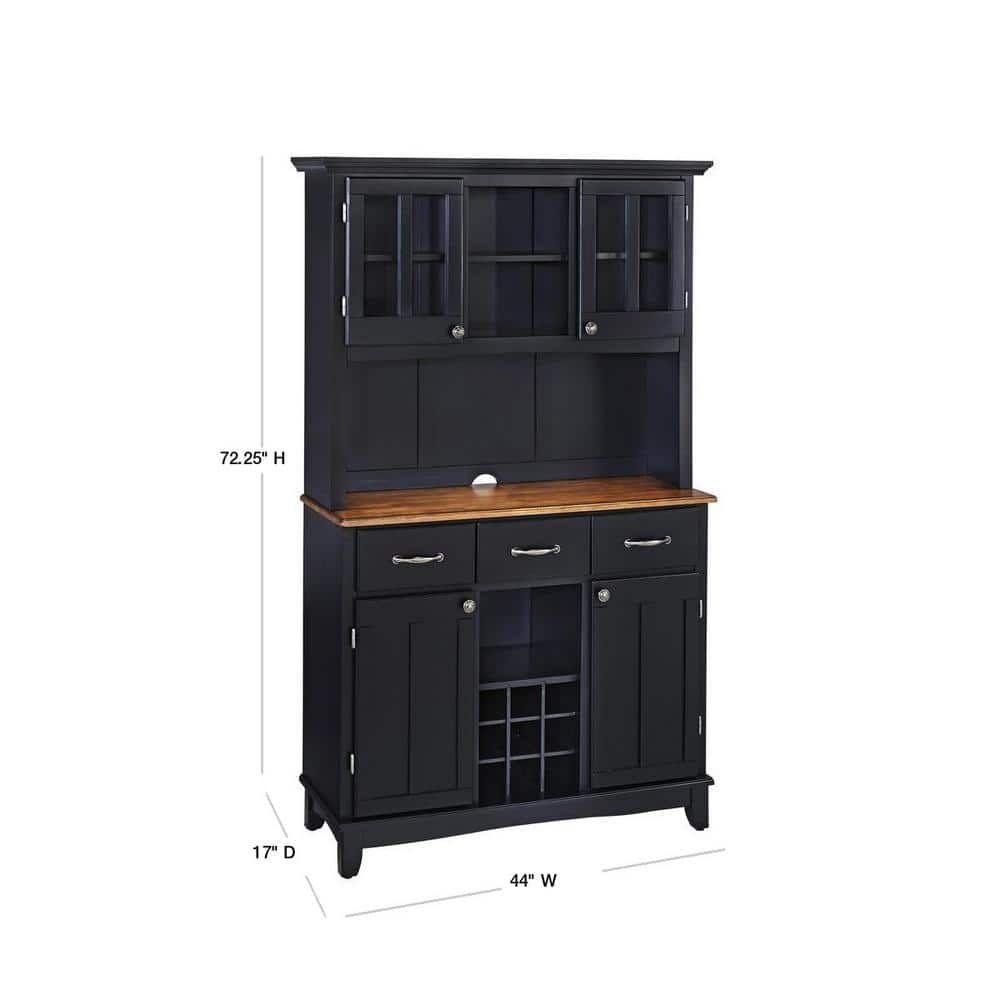 Black and Oak Wood 47" China Cabinet with Plexiglass Doors