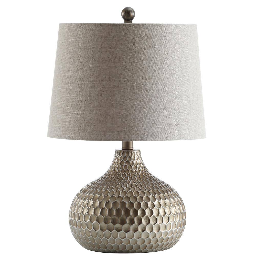 Bates 22" Antique Brown Resin Honeycomb Table Lamp with Cotton Shade