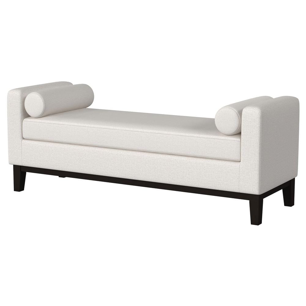Vanilla Upholstered Bench with Black Tapered Legs