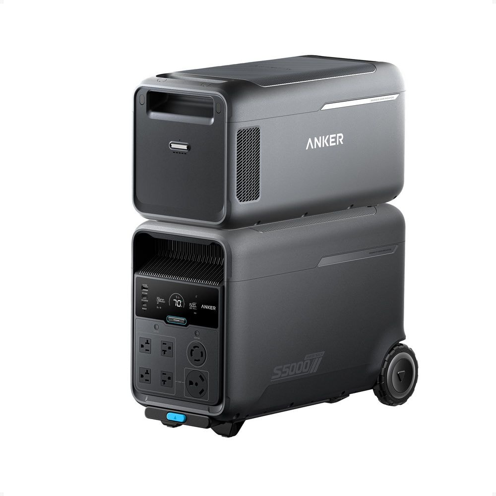Anker SOLIX S5000 Portable Power Station, 4,500 Watts/ 10kWh Push Button Solar Generator for Home Backup, w/ Expansion Battery