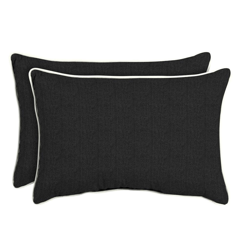 Home Decorators Collection Sunbrella Canvas Black Oversized Lumbar Outdoor Throw Pillow 2 Pack Ah1n382c D9d2 The Home Depot