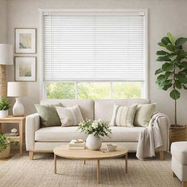 Perfect Lift White Cordless Mini Blinds – 23x48, Light Filtering, Humidity Resistant