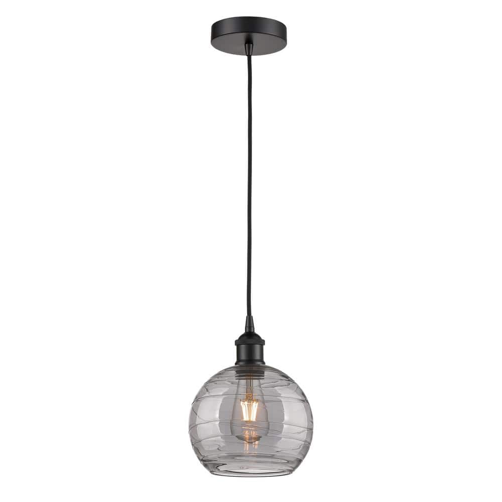 Athens Deco Swirl 100-Watt 1-Light Matte Black Standard Mini Pendant Light with Painted Glass Shade, No Bulbs Included price history on PriceWatchPro