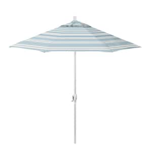 9 ft. Matted White Aluminum Market Patio Umbrella with Crank Lift and Push-Button Tilt in Wellfleet Sea Pacifica Premium