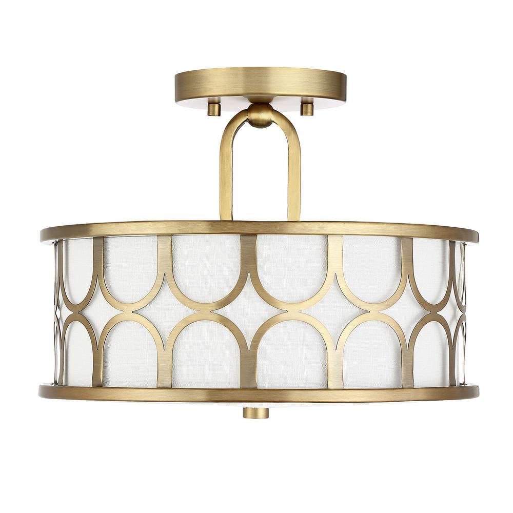 Courtland Geometric Brass & Glass Semi-Flush Ceiling Light