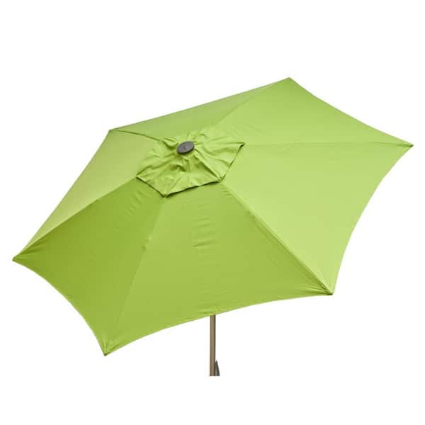 8.5 ft. Aluminum Manual Push-Up Tilt Patio Umbrella in Lime Polyester