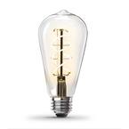 60-Watt Equivalent ST19 Dimmable Spiral Filament Clear Glass E26 Vintage Edison LED Light Bulb, Warm White