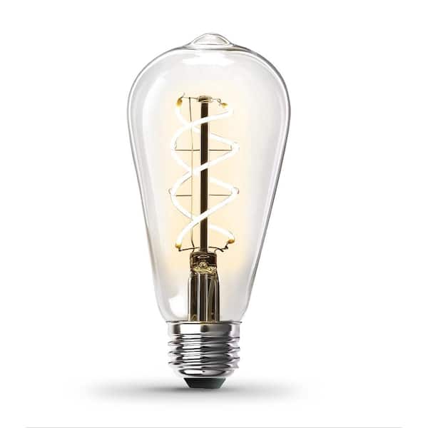 Feit Electric 60-Watt Equivalent ST19 Dimmable Spiral Filament Clear Glass E26 Vintage Edison LED Light Bulb, Warm White