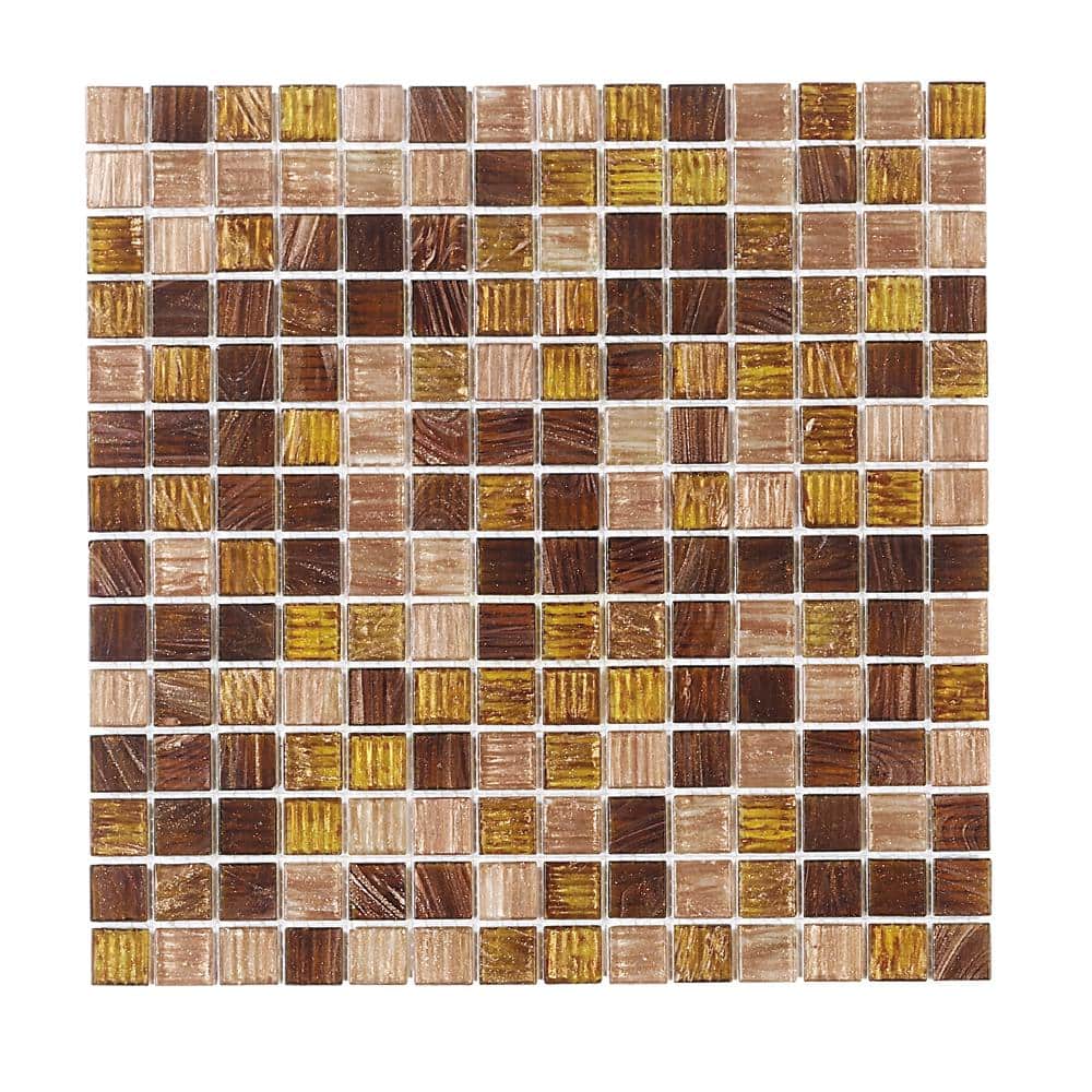 Jeffrey Court Verona Brown 11875 In X 11875 In Glossy Glass Mosaic Tile 0979 Sq Ft Each 99135 The Home Depot