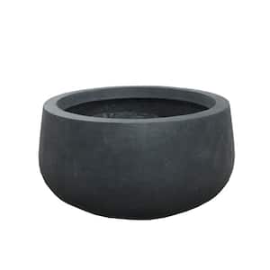 16 in. W Round Charcoal Lightweight Concrete/Fiberglass Indoor Outdoor Elegant Bowl Planter