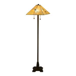 60 in. Tiffany Mission Bronze Floor and Table Lamp Set