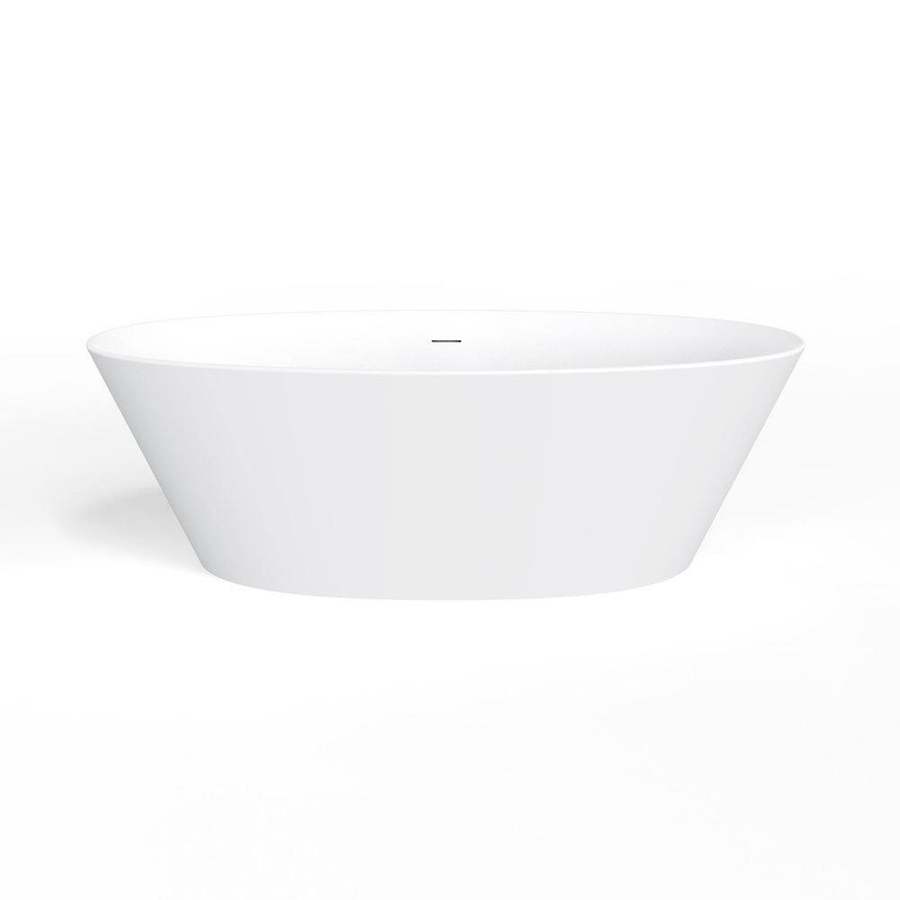 66.9 in. x 33.5 in. Solid Surface Oval Freestanding Soaking Bathtub with Center Drain in White price history on PriceWatchPro