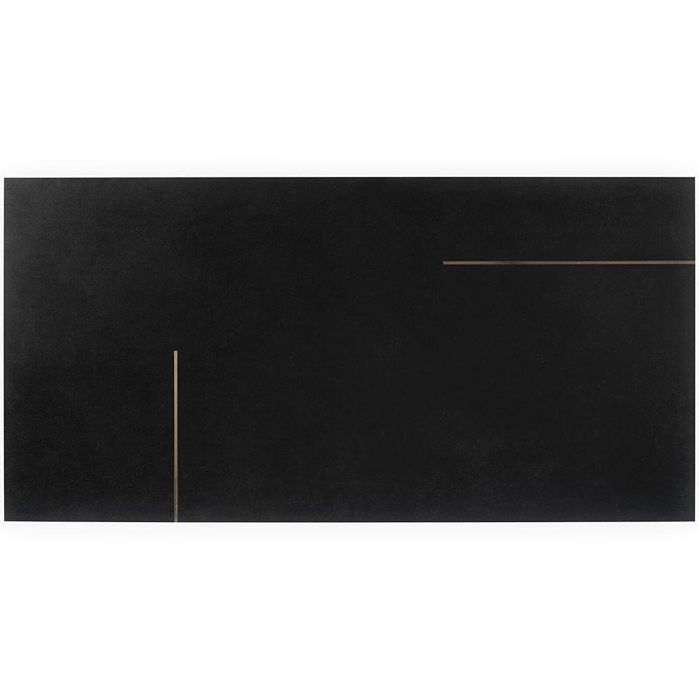 Stria Bar Black Porcelain Large Format Tile with Brass Inlay