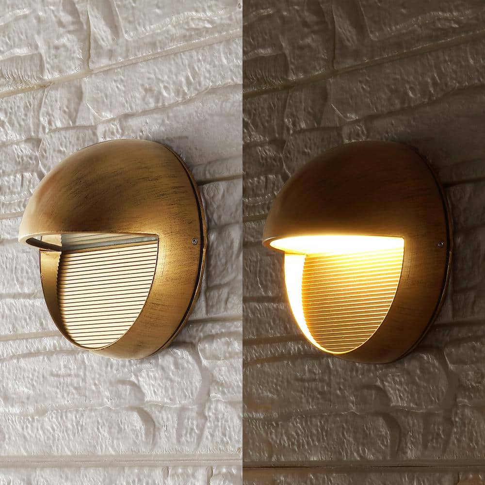 Antique Gold 6.25" Iron Outdoor LED Wall Sconce
